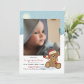 Weihnachtsbär Geburtstag des Babys Ankündigung (Stehend Vorderseite)