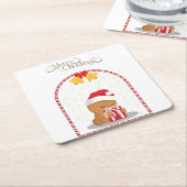 Weihnachtsbär Geschenk Untersetzer (angewinkelt)
