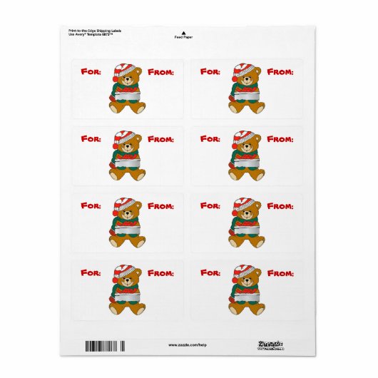 Weihnachtsbär-Geschenketikett (Vorne)