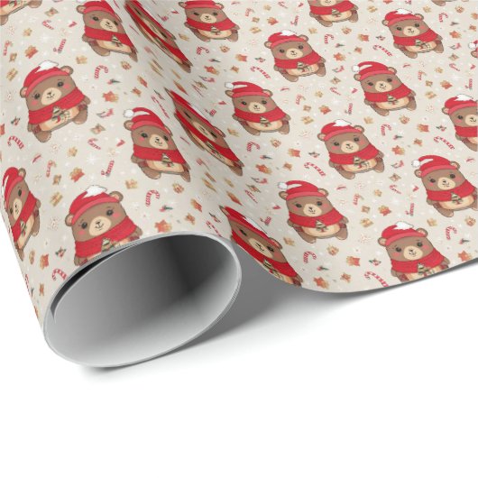 Weihnachtsbär Geschenkpapier (Rolleneckpunkt)
