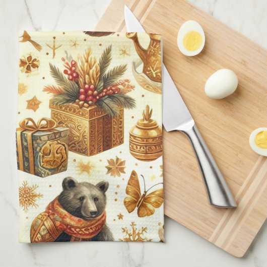 Weihnachtsbär Geschirrtuch (Viertel Falte)