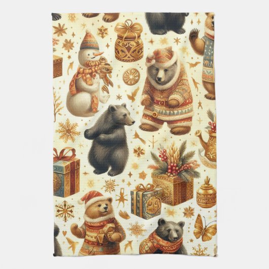 Weihnachtsbär Geschirrtuch (Vertikal)