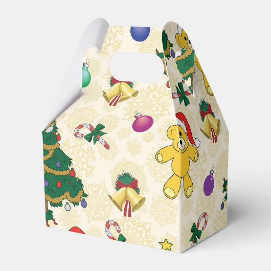Weihnachtsbär, Glocken und Baum Geschenkschachtel (Vorderseite)