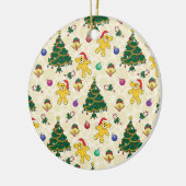 Weihnachtsbär, Glocken und Baum Keramik Ornament (Links)