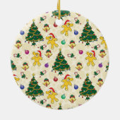 Weihnachtsbär, Glocken und Baum Keramik Ornament (Hinten)