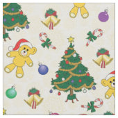 Weihnachtsbär, Glocken und Baum Stoff (Nahaufnahme)