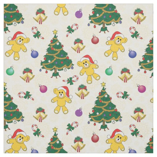 Weihnachtsbär, Glocken und Baum Stoff (Muster)