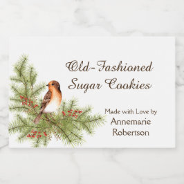 Weihnachtsbär Holly Berries Pine Lebensmitteletikett