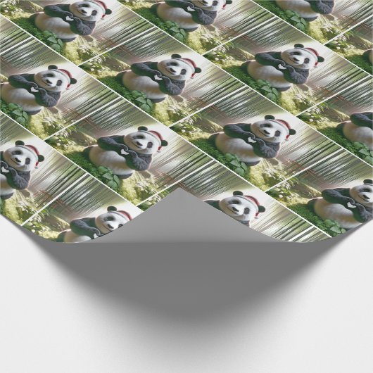 Weihnachtsbär im Bambuswald Geschenkpapier (Ecke)