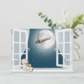 Weihnachtsbär im Fenster Feiertagskarte (Stehend Vorderseite)