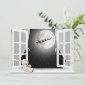 Weihnachtsbär im Fenster Feiertagskarte (Stehend Vorderseite)