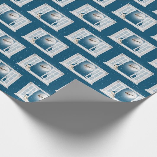 Weihnachtsbär im Fenster Geschenkpapier (Ecke)