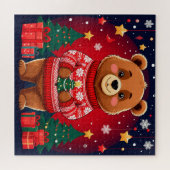 Weihnachtsbär im Pullover für gemütliche Familienf Puzzle (Horizontal)