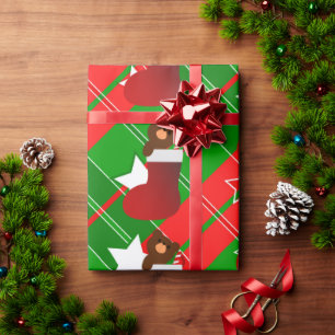 Weihnachtsbär im Strumpf Geschenkpapier