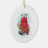 Weihnachtsbär im Wasser Keramik Ornament (Rechts)