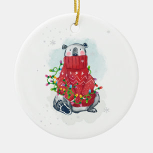 Weihnachtsbär im Wasser Keramik Ornament