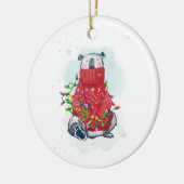 Weihnachtsbär im Wasser Keramik Ornament (Links)