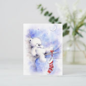 Weihnachtsbär in einem Baum Feiertagspostkarte (Stehend Vorderseite)