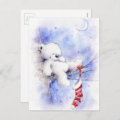 Weihnachtsbär in einem Baum Feiertagspostkarte (Vorne/Hinten)