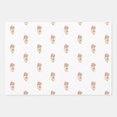 Weihnachtsbär in einer Weihnachtsmannmütze in Aqua Geschenkpapier Set (Vorderseite 2)