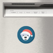Weihnachtsbär in Red Hat auf Blue Magnet (In Situ (Geschirrspüler))