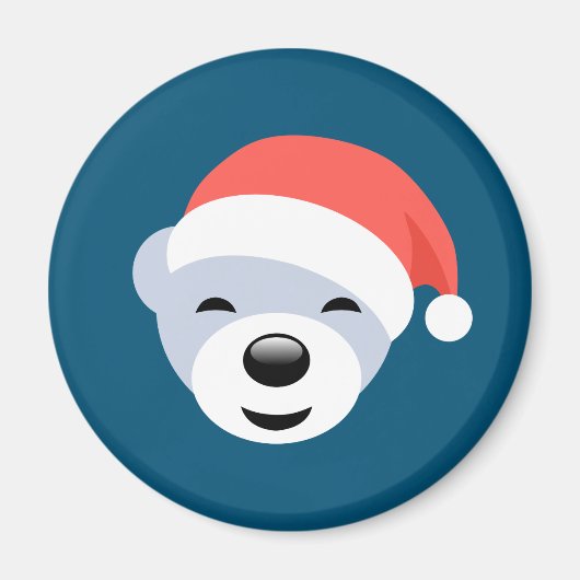 Weihnachtsbär in Red Hat auf Blue Magnet (Vorne)