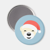 Weihnachtsbär in Red Hat auf Light Blue Magnet (Vorderseite/Rückseite)
