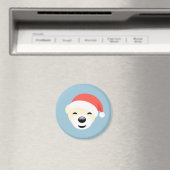 Weihnachtsbär in Red Hat auf Light Blue Magnet (In Situ (Geschirrspüler))