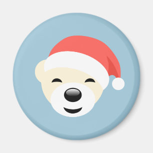 Weihnachtsbär in Red Hat auf Light Blue Magnet