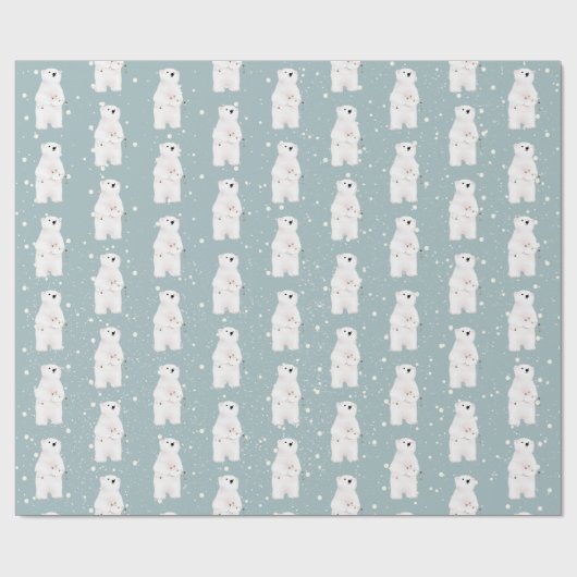 Weihnachtsbär in Schneeflocken Geschenkpapier (Flach)