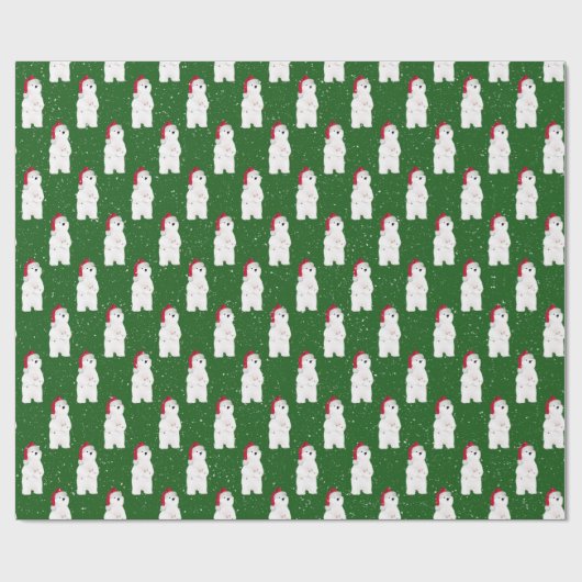 Weihnachtsbär in Schneeflocken Geschenkpapier (Flach)