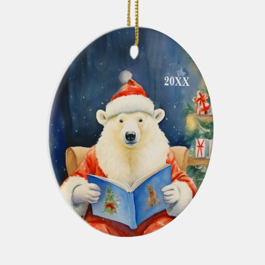 Weihnachtsbär individualisieren Datum Ornament (Rechts)