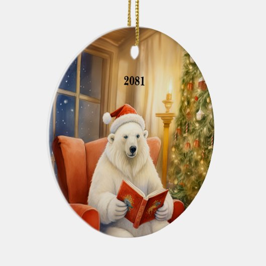 Weihnachtsbär individualisieren Datum Ornament (Rechts)