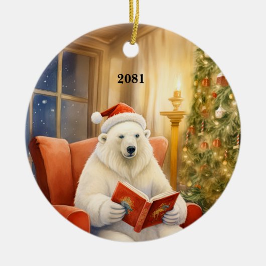 Weihnachtsbär individualisieren Datum Ornament (Vorne)