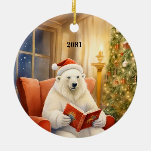 Weihnachtsbär individualisieren Datum Ornament (Hinten)