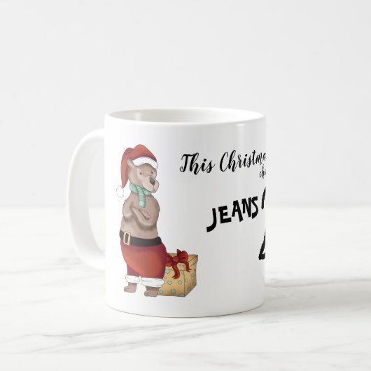 Weihnachtsbär Jeans für Leggings Kaffeetasse (Vorderseite Links)