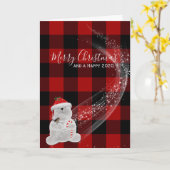 Weihnachtsbär kariert karte (Gelbe Blume)