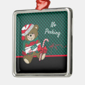 Weihnachtsbär Kariert Personalisiert Ornament Aus Metall (Links)