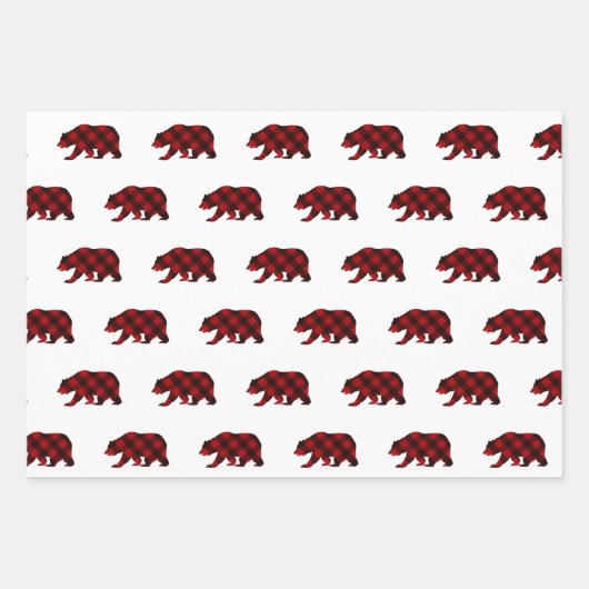 Weihnachtsbär karierter Winter Geschenkpapier Set (Vorderseite 3)