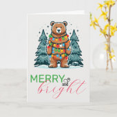 Weihnachtsbär Karte (Gelbe Blume)