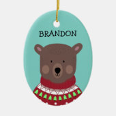 Weihnachtsbär Keramik Ornament (Vorne)