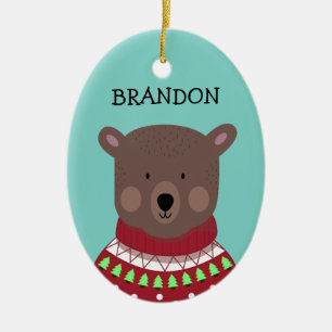 Weihnachtsbär Keramik Ornament