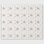 Weihnachtsbär Mädchen Rosa Name Text Weihnachten Geschenkpapier (Flach)