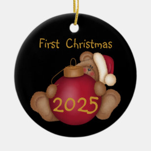 Weihnachtsbär Maßgeschneidert 1. Weihnachtsdekorat Keramik Ornament