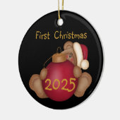 Weihnachtsbär Maßgeschneidert 1. Weihnachtsdekorat Keramikornament (Links)