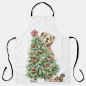 Weihnachtsbär mit Baum Schürze (Vorderseite)