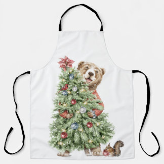 Weihnachtsbär mit Baum Schürze