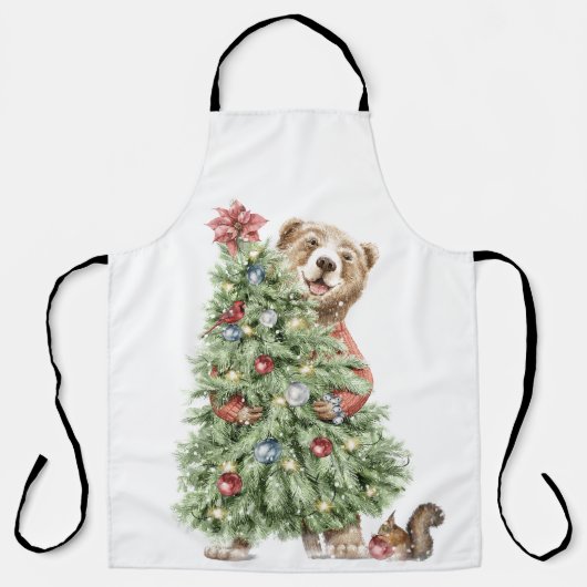 Weihnachtsbär mit Baum Schürze (Vorderseite)