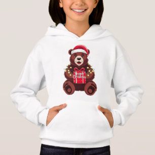 Weihnachtsbär mit Geschenk und Licht Hoodie