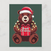 Weihnachtsbär mit Geschenk und Licht Postkarte (Vorderseite)